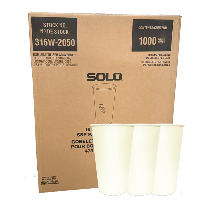 Vaso Bebida Caliente Solo Papel Blanco 16 Oz Caja 1,000 Piezas